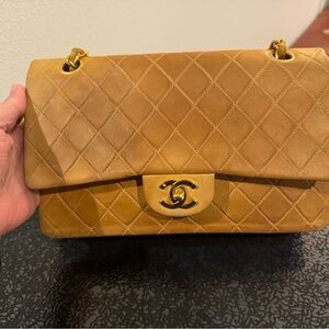 Chanel beige double flap Quilted Leather Shoulder Bag with GHW